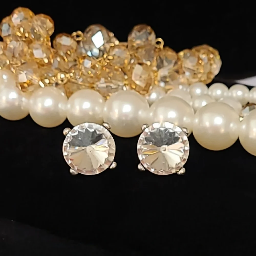 Set of 3 Large Crystal Stud Earrings